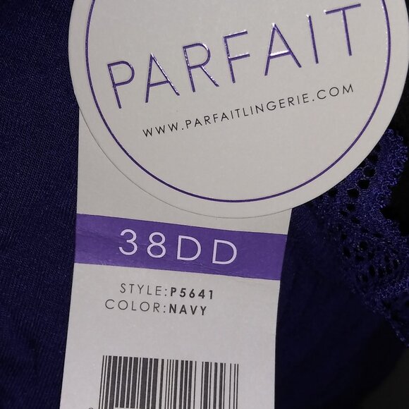 Parfait Navy Blue Wire Free Lace Stretch Bralette 38DD P5641 New/Tags - Picture 4 of 11